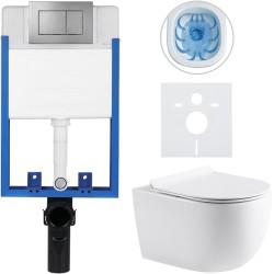 CERANO - Kompletní WC set Profi/Felci - bílá lesklá - WC tlačítko Classic/Tmavě šedá - pro zazdění - 52,5x36  (CER-080359)