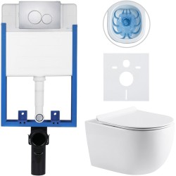 CERANO - Kompletní WC set Profi/Felci - bílá lesklá - WC tlačítko Duo/Chrom - pro zazdění - 52,5x36  (CER-8050BD84318)