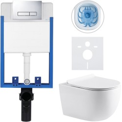CERANO - Kompletní WC set Profi/Felci - bílá lesklá - WC tlačítko Slim/Chrom - pro zazdění - 52,5x36  (CER-8050BD55)