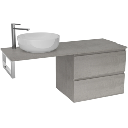 CERANO - Koupelnová skříňka Carole - betonově šedá + deska pod umyvadlo Navira Slim - 18 mm + konzole chrom - 120x46x49,8  (CER-606099)