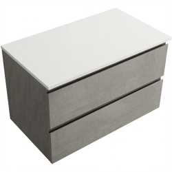 CERANO - Koupelnová skříňka Carole - betonově šedá + deska pod umyvadlo z lit. mramoru Elanys - 12 mm - bílá matná - 100x49,2x46  (CER-8050BD85510)