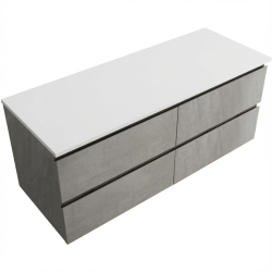 CERANO - Koupelnová skříňka Carole - betonově šedá + deska pod umyvadlo z lit. mramoru Elanys - 12 mm - bílá matná - 120x49,2x46  (CER-8050BD85511)