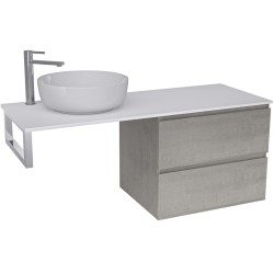 CERANO - Koupelnová skříňka Carole - betonově šedá + deska pod umyvadlo z lit. mramoru Elanys - 12 mm + konzole chrom - 120x46x49,2  (CER-679312)