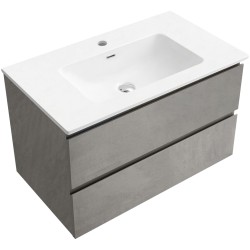 CERANO - Koupelnová skříňka Carole - betonově šedá + keramické umyvadlo Novo - bílá lesklá - 101x49,5x46,5  (CER-8050BD85857)