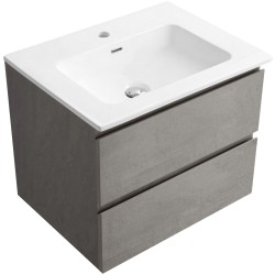 CERANO - Koupelnová skříňka Carole - betonově šedá + keramické umyvadlo Novo - bílá lesklá - 61x49,5x46,5  (CER-8050BD85858)