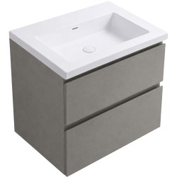 CERANO - Koupelnová skříňka Carole - betonově šedá + umyvadlo z lit. mramoru Ovo - bílá lesklá - 50,5x53x46,5  (CER-301031)