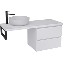 CERANO - Koupelnová skříňka Carole - bílá matná + deska pod umyvadlo Navira Pro - 36 mm + konzole černá - 120x46x51,6  (CER-606174)