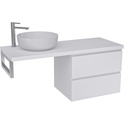 CERANO - Koupelnová skříňka Carole - bílá matná + deska pod umyvadlo Navira Pro - 36 mm + konzole chrom - 120x46x51,6  (CER-606177)
