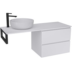 CERANO - Koupelnová skříňka Carole - bílá matná + deska pod umyvadlo Navira Slim - 18 mm + konzole černá - 160x46x49,8  (CER-606150)