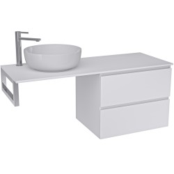 CERANO - Koupelnová skříňka Carole - bílá matná + deska pod umyvadlo Navira Slim - 18 mm + konzole chrom - 120x46x49,8  (CER-606105)