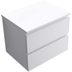 CERANO - Koupelnová skříňka Carole - bílá matná + deska pod umyvadlo z lit. mramoru Elanys - 12 mm - bílá matná - 60x49,2x46  (CER-679340)