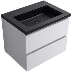 CERANO - Koupelnová skříňka Carole - bílá matná + umyvadlo z lit. mramoru Ovo - černá matná - 60,5x53x46,5  (CER-979922)