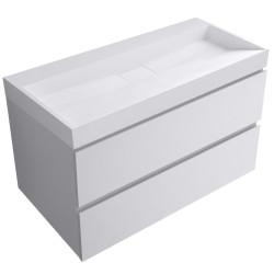 CERANO - Koupelnová skříňka Carole - bílá matná + umyvadlo z lit. mramoru Vita - bílá lesklá - 100x58x46  (CER-669007)