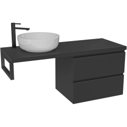 CERANO - Koupelnová skříňka Carole - černá matná + deska pod umyvadlo Navira Pro - 36 mm + konzole černá - 160x46x51,6  (CER-606225)
