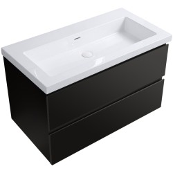 CERANO - Koupelnová skříňka Carole - černá matná + umyvadlo z lit. mramoru Ovo - bílá lesklá - 100,5x53x46,5  (CER-979933)