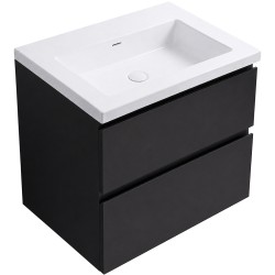 CERANO - Koupelnová skříňka Carole - černá matná + umyvadlo z lit. mramoru Ovo - bílá lesklá - 55,5x53x46,5  (CER-368922)