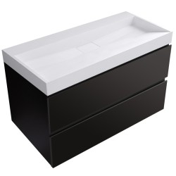 CERANO - Koupelnová skříňka Carole - černá matná + umyvadlo z lit. mramoru Vita - bílá matná - 100x58x46  (CER-669079)
