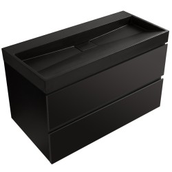 CERANO - Koupelnová skříňka Carole - černá matná + umyvadlo z lit. mramoru Vita - černá matná - 100x58x46  (CER-669043)