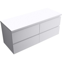 CERANO - Koupelnová skříňka Carole + deska pod umyvadlo Navira Pro - 36 mm - bílá matná - 120x51,6x46  (CER-668264)