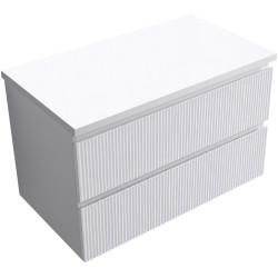 CERANO - Koupelnová skříňka Carole + deska pod umyvadlo Navira Pro - 36 mm - bílá matná rýhovaná - 100x51,6x46  (CER-186336)