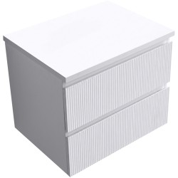 CERANO - Koupelnová skříňka Carole + deska pod umyvadlo Navira Pro - 36 mm - bílá matná rýhovaná - 60x51,6x46  (CER-264323)