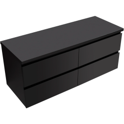 CERANO - Koupelnová skříňka Carole + deska pod umyvadlo Navira Pro - 36 mm - černá matná - 120x51,6x46  (CER-668285)