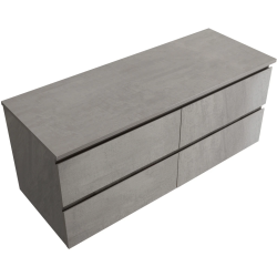 CERANO - Koupelnová skříňka Carole + deska pod umyvadlo Navira Slim - 18 mm - betonově šedá - 120x49,8x46  (CER-8050BD82983)