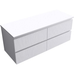 CERANO - Koupelnová skříňka Carole + deska pod umyvadlo Navira Slim - 18 mm - bílá matná rýhovaná - 120x49,8x46  (CER-152774)