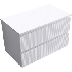 CERANO - Koupelnová skříňka Carole + deska pod umyvadlo Navira Slim - 18 mm - bílá matná rýhovaná - 80x49,8x46  (CER-016383)