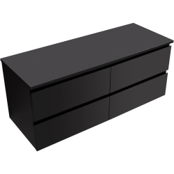 CERANO - Koupelnová skříňka Carole + deska pod umyvadlo Navira Slim - 18 mm - černá matná - 120x49,8x46  (CER-476396)
