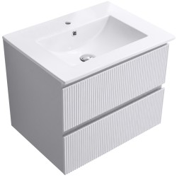 CERANO - Koupelnová skříňka Carole + keramické umyvadlo Todo - bílá matná rýhovaná - 61x50x46,5  (CER-008759)