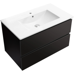 CERANO - Koupelnová skříňka Carole + keramické umyvadlo Todo - černá matná - 81x50x46,5  (CER-476327)
