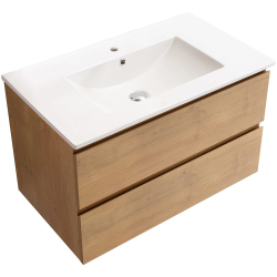 CERANO - Koupelnová skříňka Carole + keramické umyvadlo Todo - dub medový - 101x50x46,5  (CER-476342)