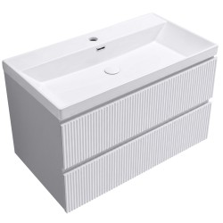CERANO - Koupelnová skříňka Carole - keramické umyvadlo Viano - bílá matná rýhovaná - 100,9x62,6x46,5  (CER-951928)