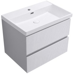 CERANO - Koupelnová skříňka Carole - keramické umyvadlo Viano - bílá matná rýhovaná - 60,9x62,5x46,5  (CER-941487)