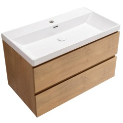 CERANO - Koupelnová skříňka Carole - keramické umyvadlo Viano - dub medový - 100,9x62,6x46,5  (CER-175881)