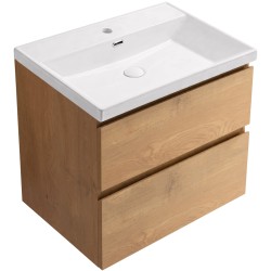CERANO - Koupelnová skříňka Carole - keramické umyvadlo Viano - dub medový - 50,8x62,5x46,4  (CER-812282)