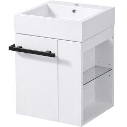 CERANO - Koupelnová skříňka Esme - bílá matná + umyvadlo z lit. mramoru - bílá lesklá - 45x62,5x45  (CER-999998)