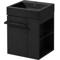 CERANO - Koupelnová skříňka Esme - černá matná  + umyvadlo z lit. mramoru - černá matná - 45x62,5x45  (CER-999990)