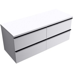 CERANO - Koupelnová skříňka Velora - bílá matná, úchytka černá + deska pod umyvadlo Navira Pro - 36 mm - 160x56,6x46,5  (CER-668510)
