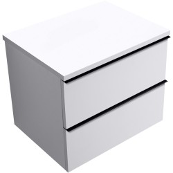 CERANO - Koupelnová skříňka Velora - bílá matná, úchytka černá + deska pod umyvadlo Navira Pro - 36 mm - 70x56,6x46,5  (CER-668516)