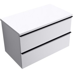 CERANO - Koupelnová skříňka Velora - bílá matná, úchytka černá + deska pod umyvadlo Navira Pro - 36 mm - 80x56,6x46,5  (CER-668519)