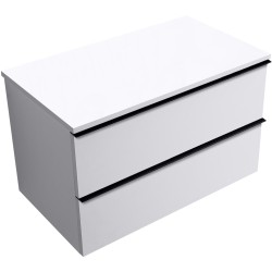 CERANO - Koupelnová skříňka Velora - bílá matná, úchytka černá + deska pod umyvadlo Navira Slim - 18 mm - 80x54,8x46,5  (CER-664723)