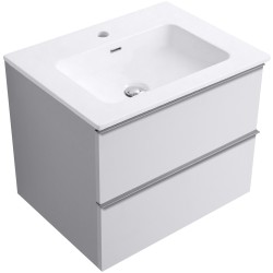 CERANO - Koupelnová skříňka Velora - bílá matná, úchytka chrom + keramické umyvadlo Novo - bílá lesklá - 71x54,5x46,5  (CER-979880)