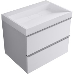 CERANO - Koupelnová skříňka Velora - bílá matná, úchytka chrom + umyvadlo z lit. mramoru Vita - bílá lesklá - 70x63x46,5  (CER-8050BD83995)