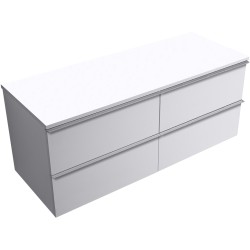 CERANO - Koupelnová skříňka Velora - bílá matná, úchytka chromová + deska pod umyvadlo Navira Slim - 18 mm - 140x54,8x46,5  (CER-665179)