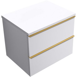 CERANO - Koupelnová skříňka Velora - bílá matná, úchytka zlatá + deska pod umyvadlo Navira Pro - 36 mm - 70x56,6x46,5  (CER-668555)