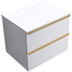 CERANO - Koupelnová skříňka Velora - bílá matná, úchytka zlatá + deska pod umyvadlo Navira Slim - 18 mm - 70x54,8x46,5  (CER-664750)