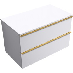 CERANO - Koupelnová skříňka Velora - bílá matná, úchytka zlatá + deska pod umyvadlo Navira Slim - 18 mm - 80x54,8x46,5  (CER-664753)
