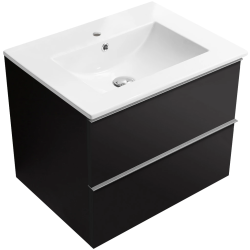 CERANO - Koupelnová skříňka Velora - černá matná, úchytka chrom + keramické umyvadlo Todo - 61x55x46,5  (CER-664912)